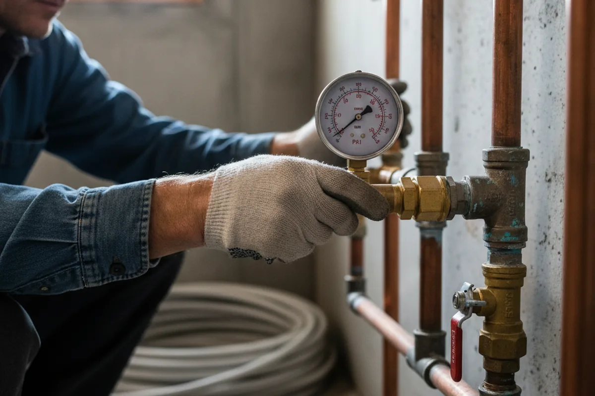 Pressure testing a repaired line during Water Line Repair in Harleton